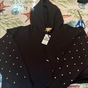 Black Hoodie with Gold Studs